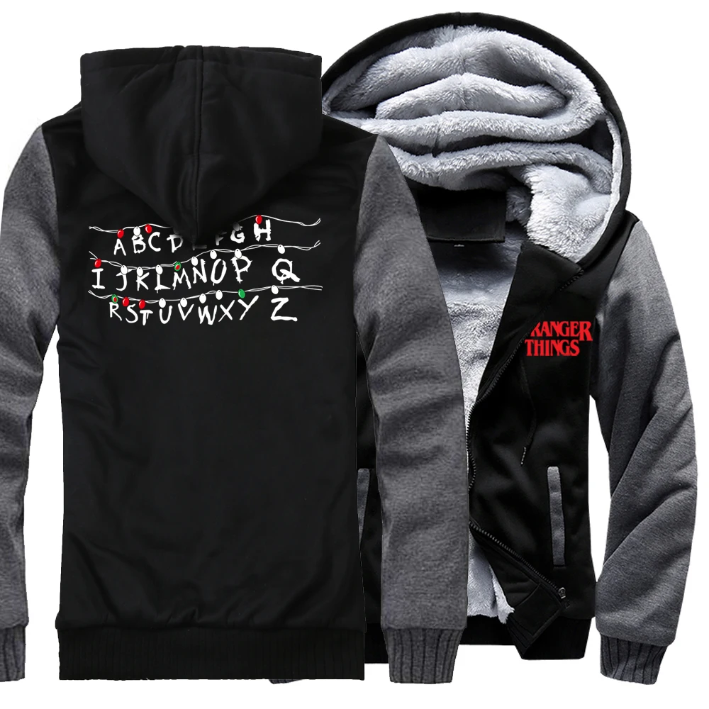 

Men's Sportswear Hoodies 2019 Winter Fleece Sweatshirts Men Print Stranger Things Fashion Letter Hoody Tracksuit Harajuku Hoodie
