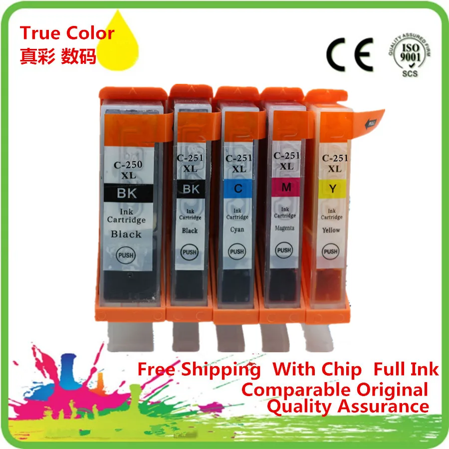 PGI-250BK CLI-251 PGI 250 PGI250 Замена чернильного картриджа для Canon MG5420 MG5422 MG5520 MG5522 MG6420 IP7220 MX722
