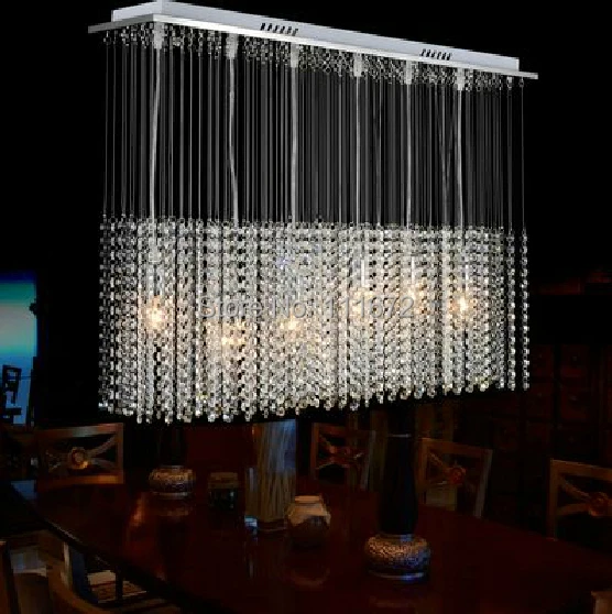 new Modern Linear K9 Crystal Chandelier Lamp rectangular Crystal Light Fixtures For Home(China (