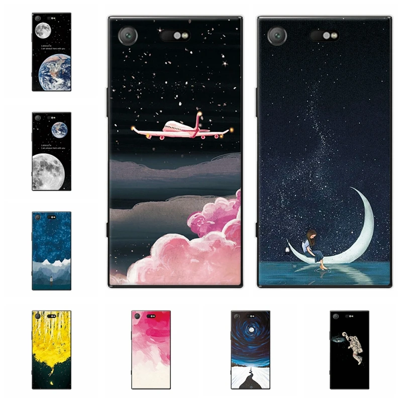 

Starry Sky Moon Earth Case For Sony Xperia XZ1 Compact Soft TPU Silicone Phone Capa Back Cover For Sony XZ1 Compact Coque Fundas