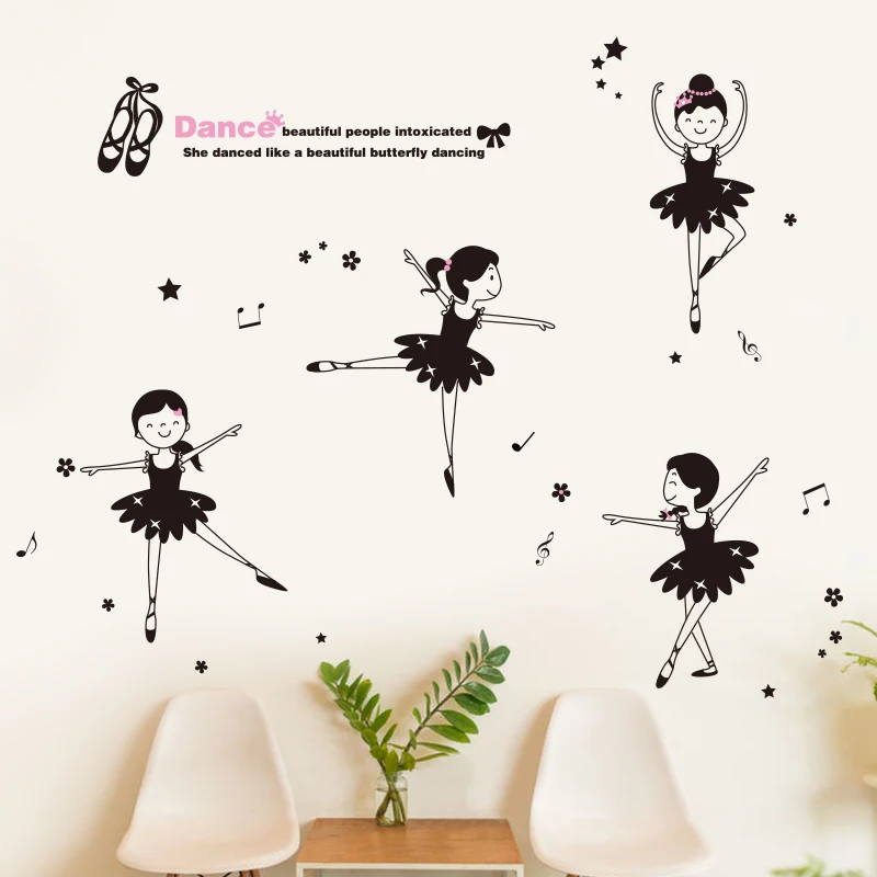 Girl dancing ballet music wall art stickers children's
