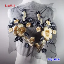 LASUI 2 шт. = 1 пара = 29 см* 29 см 3d хлопок швейная нить вышивка кружева аппликация Большой размер черная сетка одежда украшения 0217