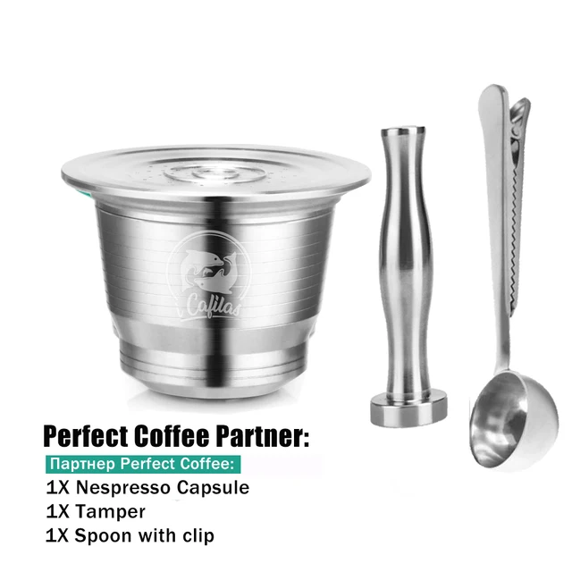 Best Offers Stainless Steel Nespresso Coffee Filter Reusable Capsule +Stainless CoffeeTamper +Multifunction Metal Coffee Spoon with Clip Best Offers Stainless Steel Nespresso Coffee Filter Reusable Capsule +Stainless CoffeeTamper +Multifunction Metal Coffee Spoon with Clip