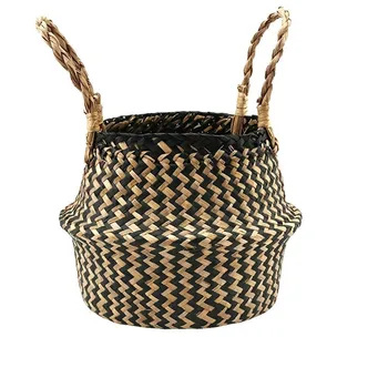 

Seagrass Wicker Basket Flower Pot Folding Basket Dirty Basket Storage Decoration succulent groot bonsaihanging planters