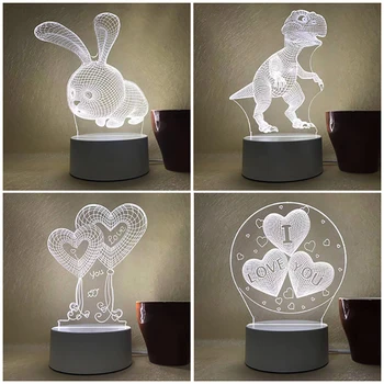

fantasy 3D LED night lamp whale unicorn guitar shape charging light desktop cartoon animals kids bedroom party decoration gifts