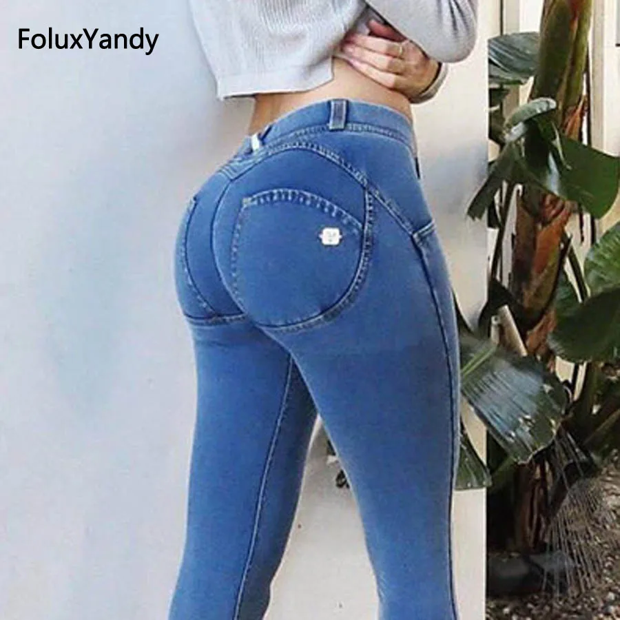 

Bodycon Jeans Women Skinny Pencil Pants Blue Trousers Casual Slim Stretched Low Waist Jeans TSS156