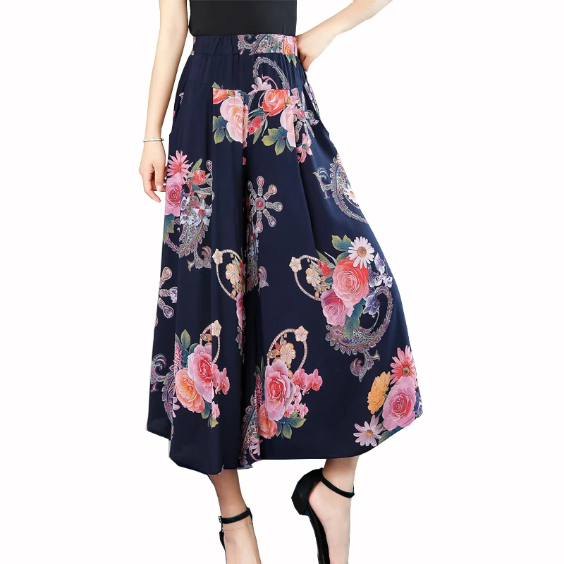 Wide Leg Pants Women Summer 2019 Casual Print Streetwear High Waist Pants Casual Floral Beach Trousers