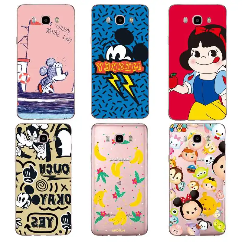 Banana Soft Clear TPU Phone Case For Samsung J3 J5 J7 S6 S7 S8 note8 A3 A5 C7 J2prime Snow White Micky FundasCover Free Shipping | Мобильные