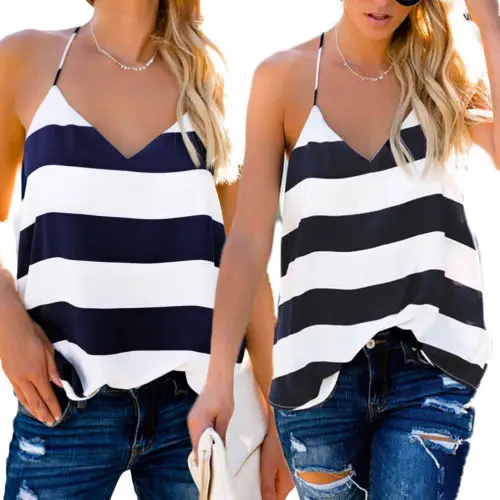 

2018 Brand NewWomen V Neck Casual Vest Top Sleeveless Summer Beach Tank Tops T-Shirt Blouse