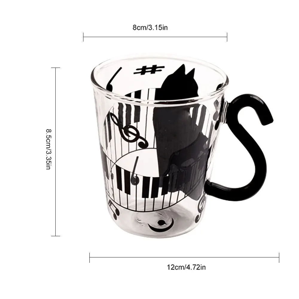 Креативная стеклянная кофейная кружка с милым котом, чайная чашка, кружка с молоком, кофейная чашка с узором в горошек, пианино, фруктовый сок, чашка для домашнего офиса, посуда для напитков, подарки - Цвет: Red bow tie