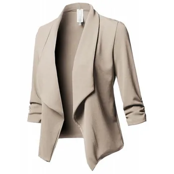 

Long Sleeve Fold Solid Color Small Suit Loose Coat Women Casual Jacket