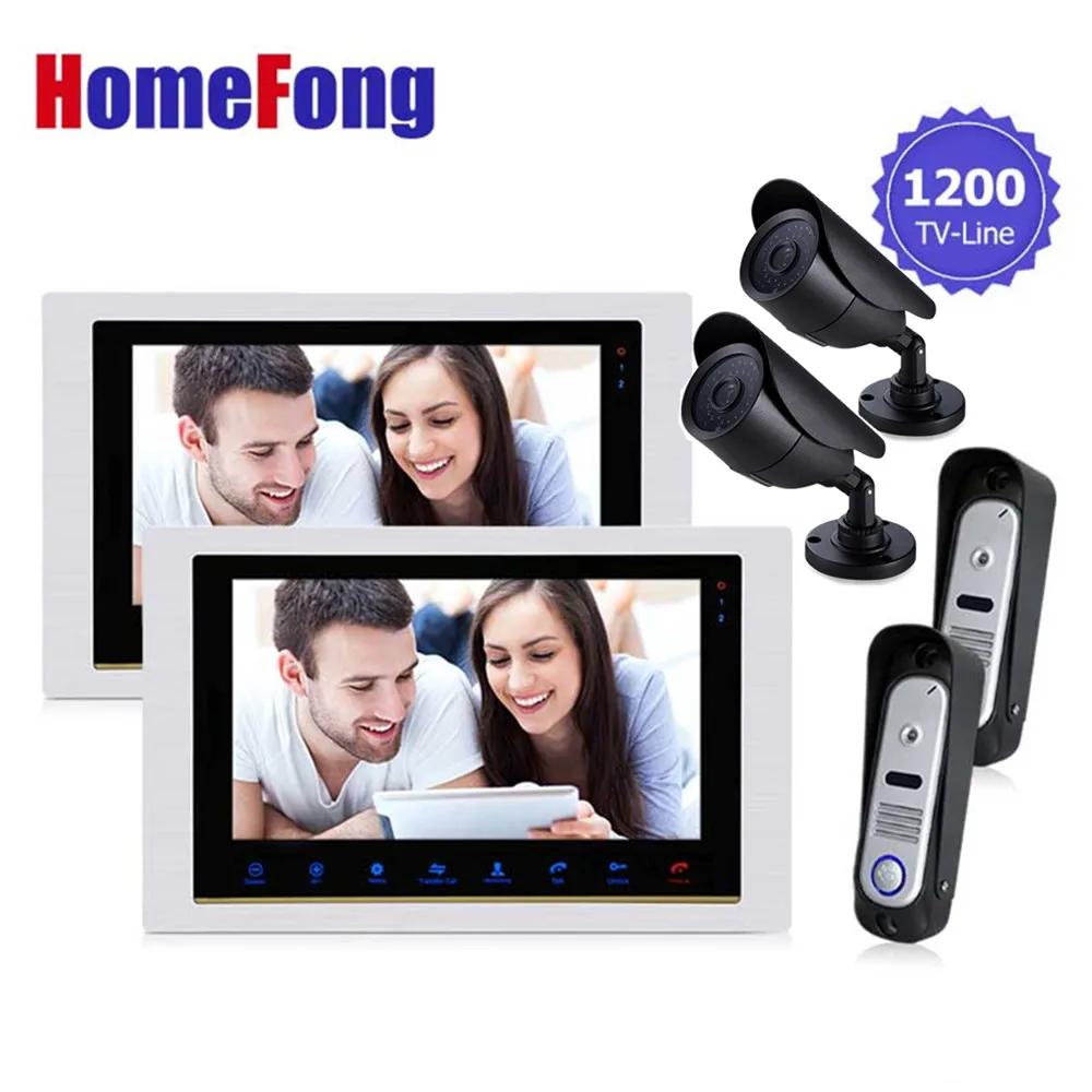Homefong 10 Inch 2 Doorbell Camera 2 CCTV Camera and 2 Monitor Home