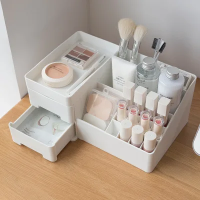 Пластиковый органайзер для макияжа, двухслойный ящик для макияжа, косметический Органайзер, губная помада, хранилище для макияжа, туалетный столик, коробка