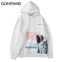 GONTHWID/пуловер с 3D принтом космонавта; толстовки с капюшоном в стиле Харадзюку; Повседневная флисовая толстовка с капюшоном в стиле хип-хоп; модная уличная одежда