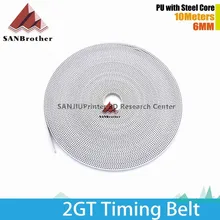 10M 2GT Timing Belt 3D Printer GT2 6MM PU Steel Core Open Timing Belt 3D Printer Timing Belt Parts Wholesale