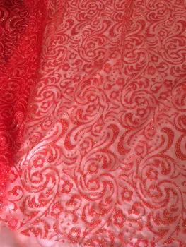 

good look glued glitter tulle SH-137 lace fabric french net fabric with glued glitter for bridal dress