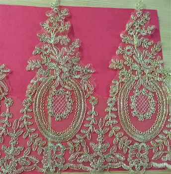 

Gold Floral lace trimming Embroidered lace trim bridal lace fabric trim wedding decoration lace 30cm wide 5 yards/lot