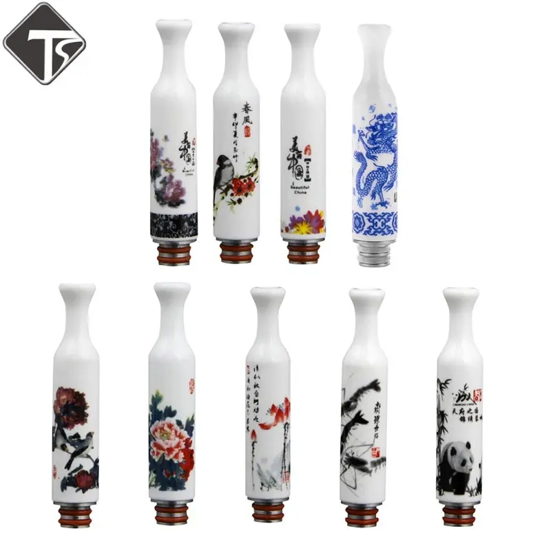 

China Style Ceramic & Stainless Steel Drip Tip Long 510 Drip Tips Mouthpieces Fit For Elctronic Cigarette Atomizer China Styles