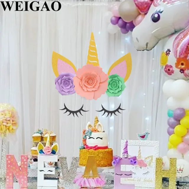 weigao unicorn party unicorn horn eyelashes ear kids birthday party