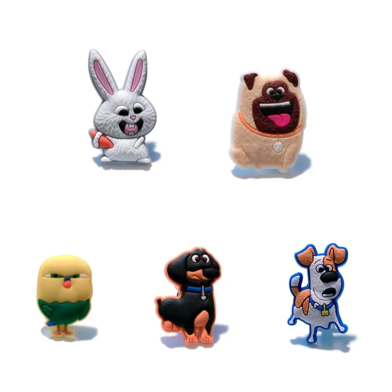 

5pcs/lot Secret Life of Pet PVC Shoe Charms Shoe Buckles Accessories Fit for Wristbands Bracelets Decor Croc JIBZ Kids Xmas Gift