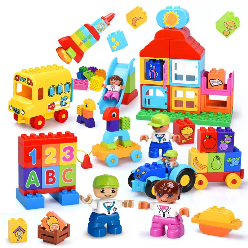

Big Size Building Blocks Fruit And Vegetable Trucks Animal Figures Toys For Children Compatible Legoed Duploe Enlighten Bricks