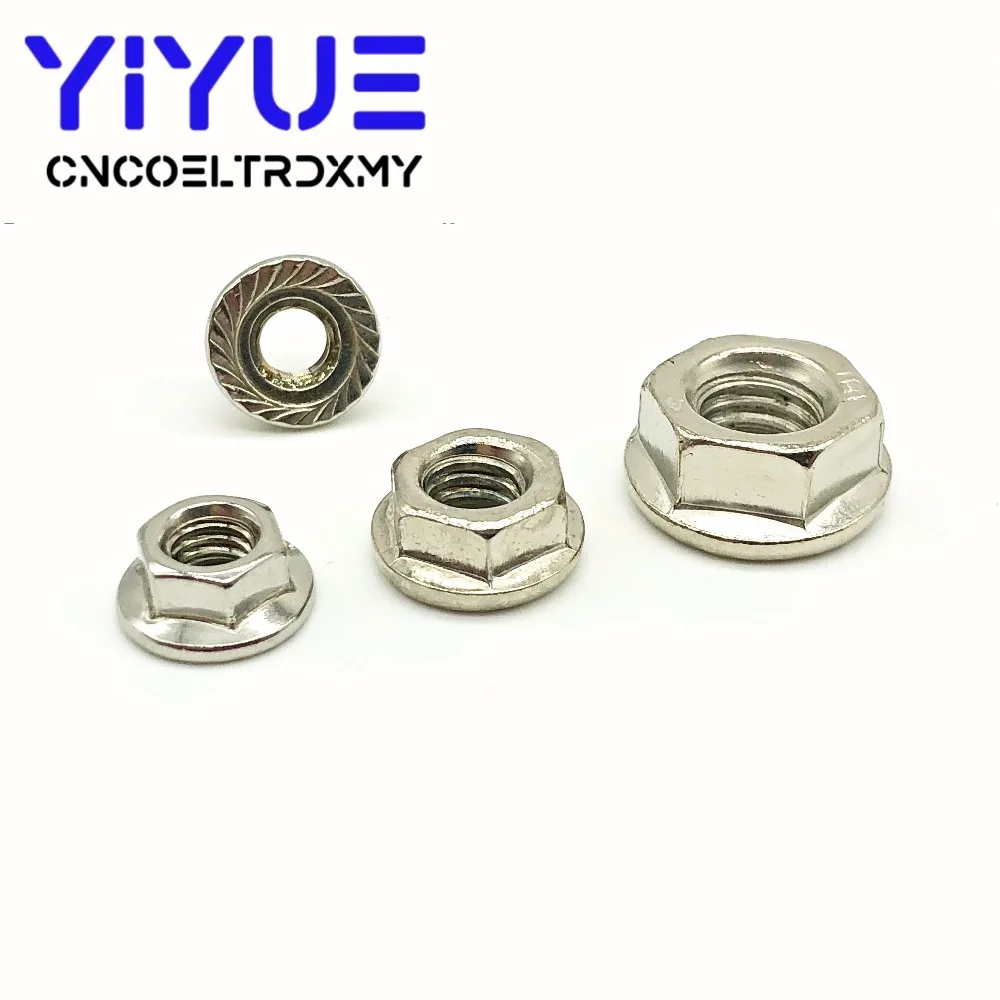 20pcslot Metric thread M5 M6 M8 304 Stainless Steel Hex Flange Nuts Pinking Slip Locking Lock Nut (5)