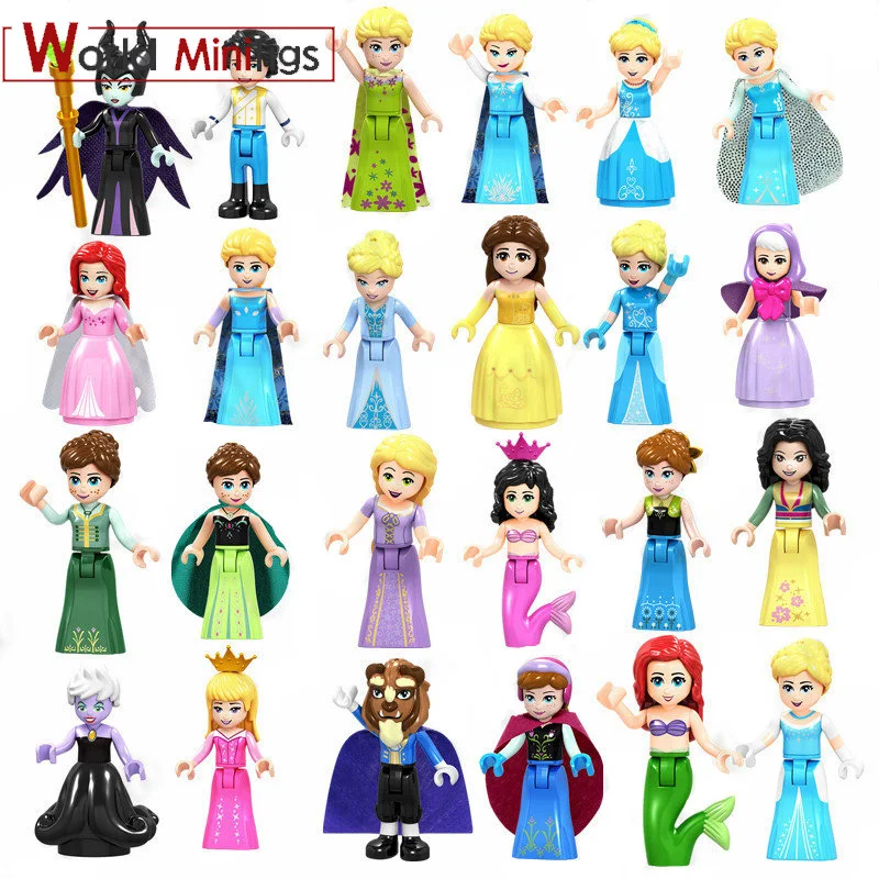 

20PCS/lot Building Blocks Girl friends Movie Princess Mermaid Elsa Anna Belle Bricks Compatible AnnaToys for Children Gift