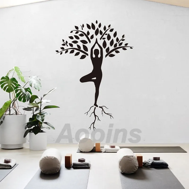 Yoga Meditation Tree Vinyl Art Wall Sticker Gym Home Decor