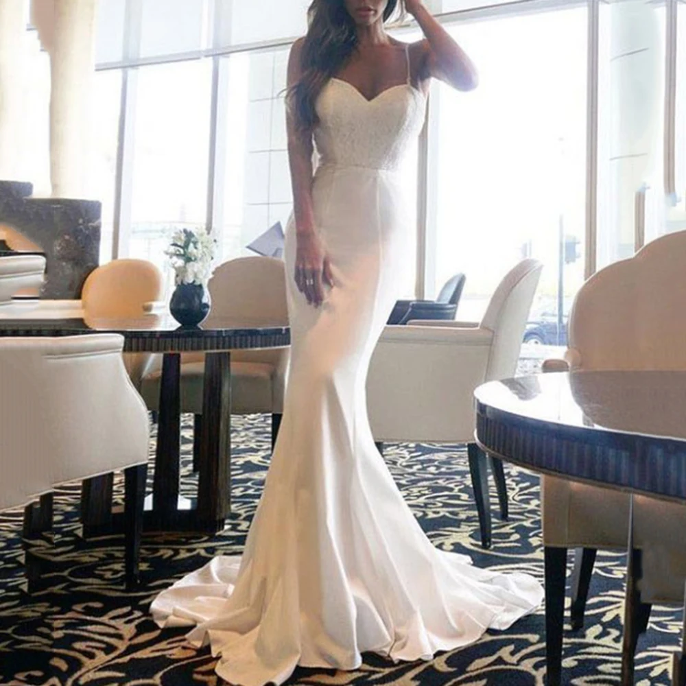 

Women V-neck Sling Floor Long Dress Sexy Slim Backless Evening Bride Gowns Solid Party Dress White Harajuku 2018 New Summer