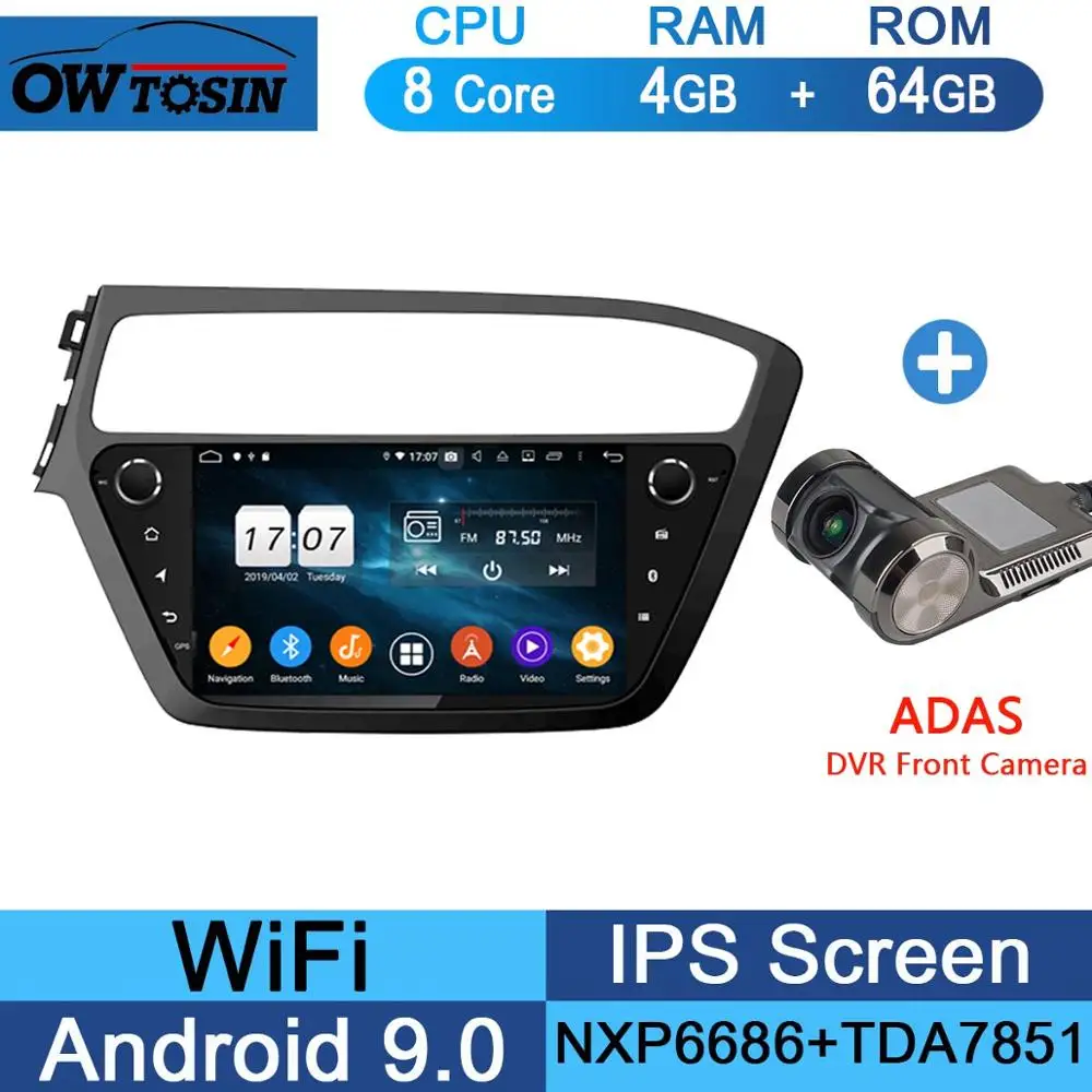 " ips 8Core 4+ 64G Android 9,0 автомобильный мультимедийный плеер для hyundai i20 LHD gps Радио DSP CarPlay Parrot BT - Цвет: 64G Adas Camera