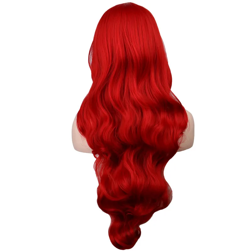 QQXCAIW длинные волнистые косплей темно-красный 80 см синтетические волосы парики