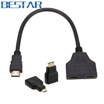 

HDMI to Dual HDMI Female Y Splitter Switch Extension Adapter Cable with Micro & Mini HDMI Adapter
