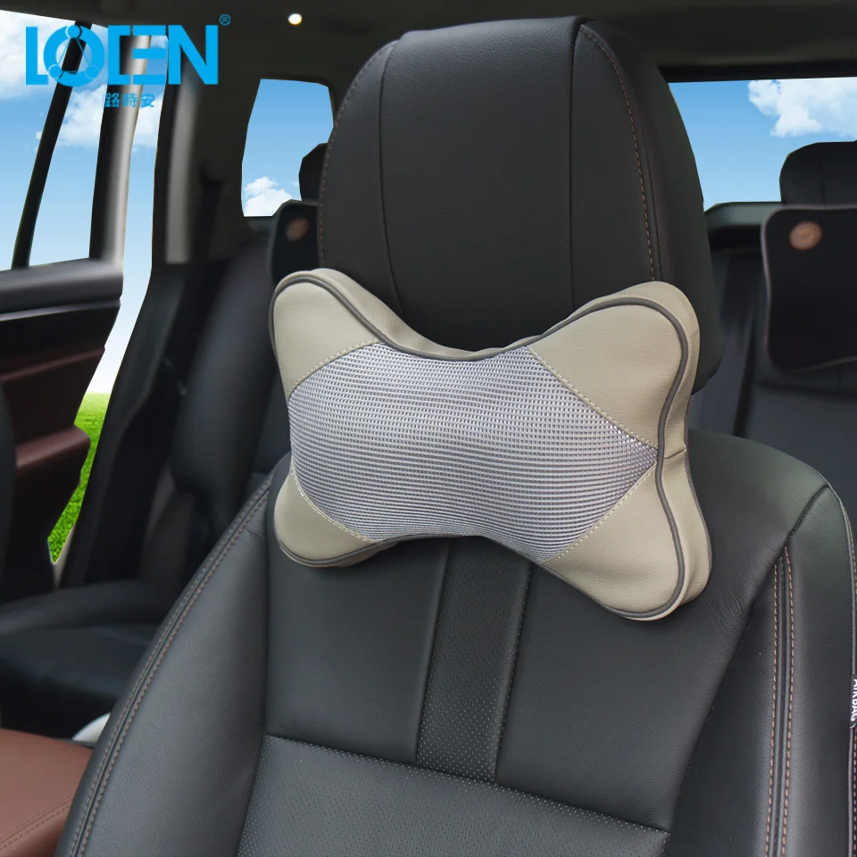 LOEN Leather Breathable Car Neck Pillow Perforating Design PU Leather