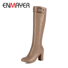 ENMAYER 2018 Women Zipper Fashion Round Toe Winter Shoes Knee High Boots Women Shoes Square High Heel Fashion Lady Boots CY038 ENMAYER 2018 Women Zipper Fashion Round Toe Winter Shoes Knee High Boots Women Shoes Square High Heel Fashion Lady Boots CY038