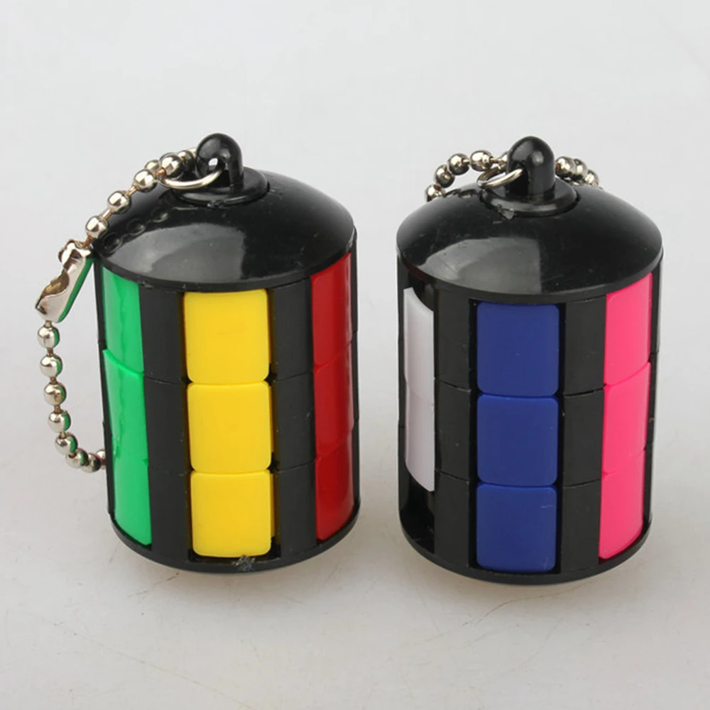 Colorful Portable Magic Tower with Key Ring Magic Cube Puzzle Education Toys for Kids Children new mini round velvet jewelry box travel portable zipper jewelry storage box earring necklace ring organizer display holder