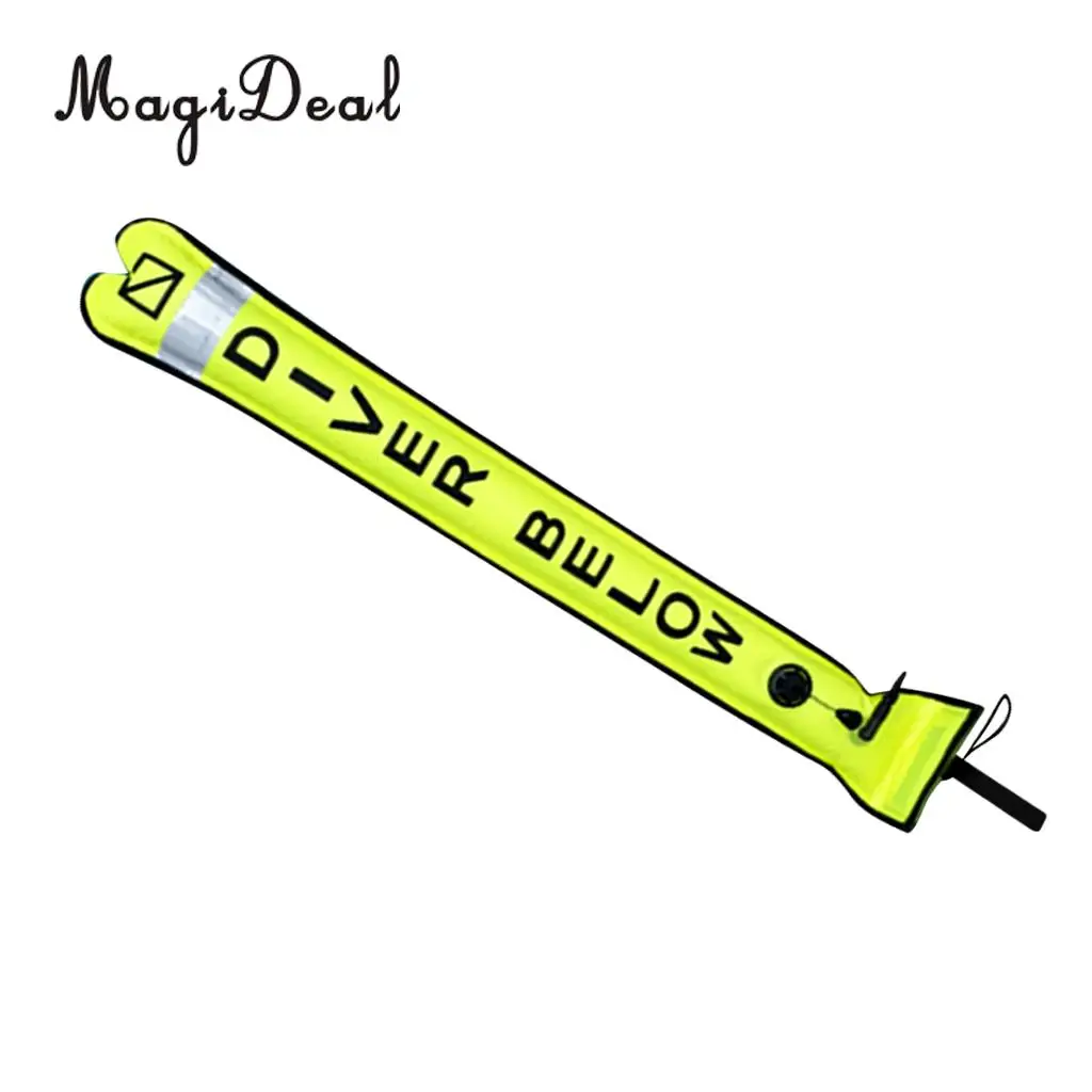 MagiDeal 4ft Reflective Inflatable Safety Sausage (SMB Surface Marker Buoy) Diver Below Signal Tube for Underwater Scuba Diving