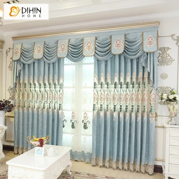 

DINHIN HOME Embroidered Valance Window Curtains For Living Room High Quality Curtain Drapes