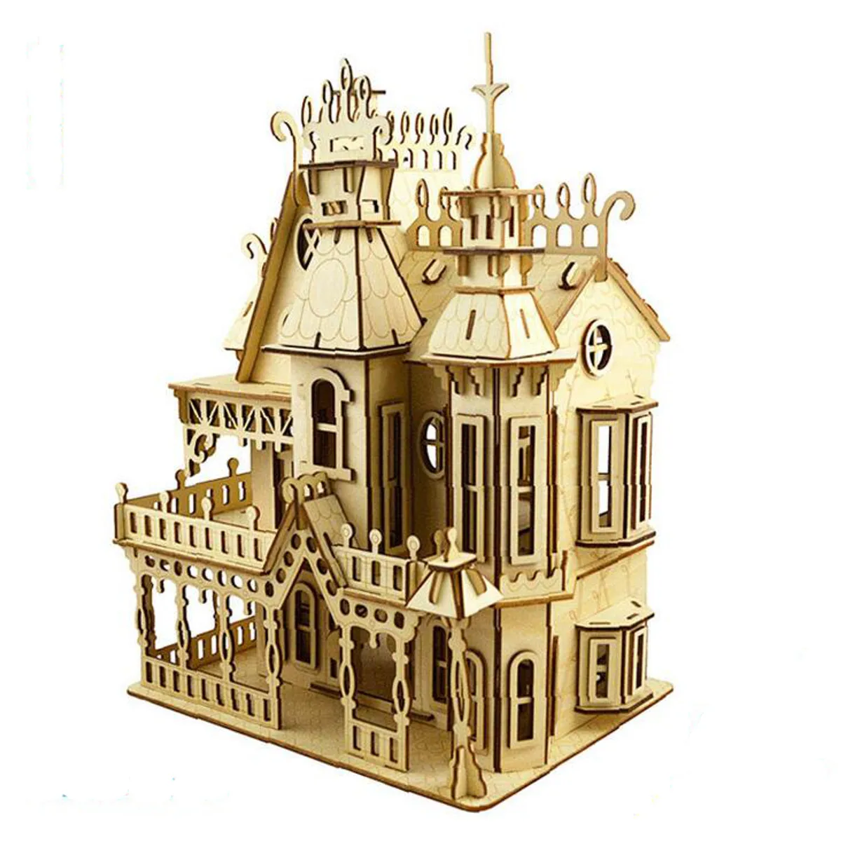 

New Victorian Gables Style Dolls House Toys wooden Dollhouse Laser Cut wood Furniture Consttuction Kit Exhibition Furniture Gift