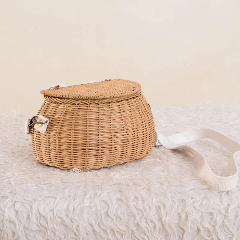 Симпатичная Корзина для детей плетеная Сумка из ротанга многофункциональная Летняя Пляжная сумка для девочек, мини-сумка на плечо, повседневная сумка для пикника