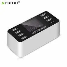 KEBIDU USB концентратор Тип C 5 В/8A розетка зарядное устройство 7 портов с ЖК-дисплеем для смартфонов, планшетных ПК и ЕС/США адаптер