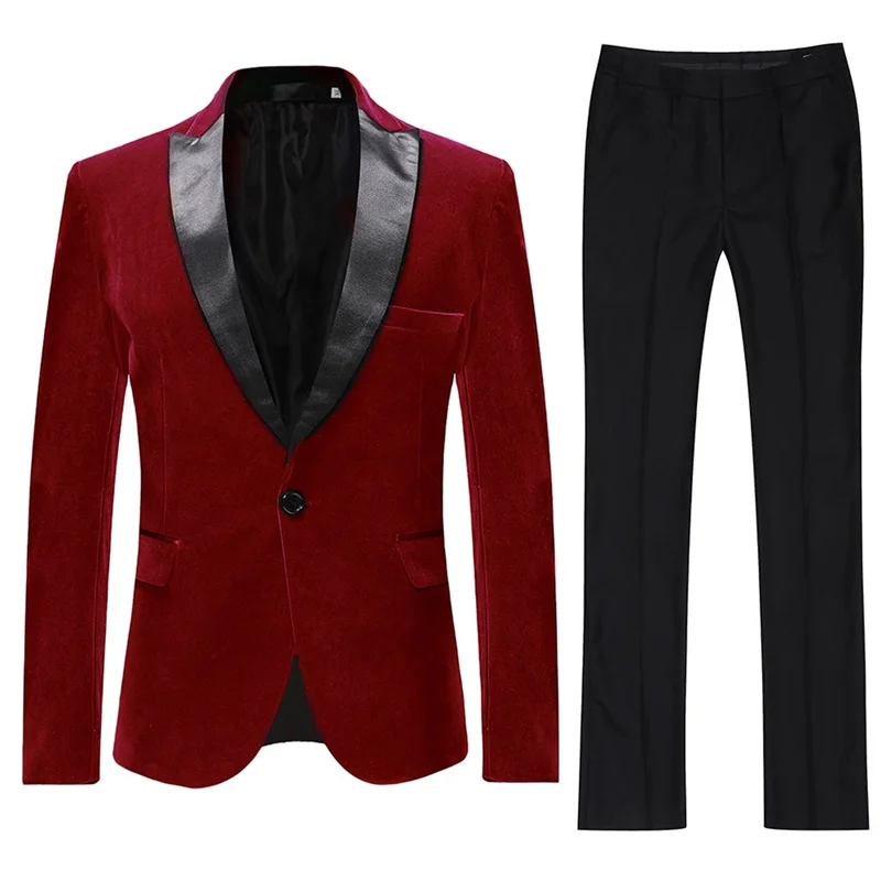 

YUNCLOS Mens 2-Piece Suit Peaked Lapel One Button Tuxedo Slim Fit Dinner Jacket & Pants Men's Wedding Party Suits