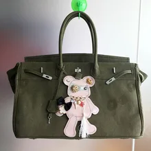 Большой дизайн 17,7 дюймов розовый панк кролик Роскошная Bolsa Feminina Холщовая Сумка с замком, вышивка, дизайнерская сумка, сумки-мессенджеры