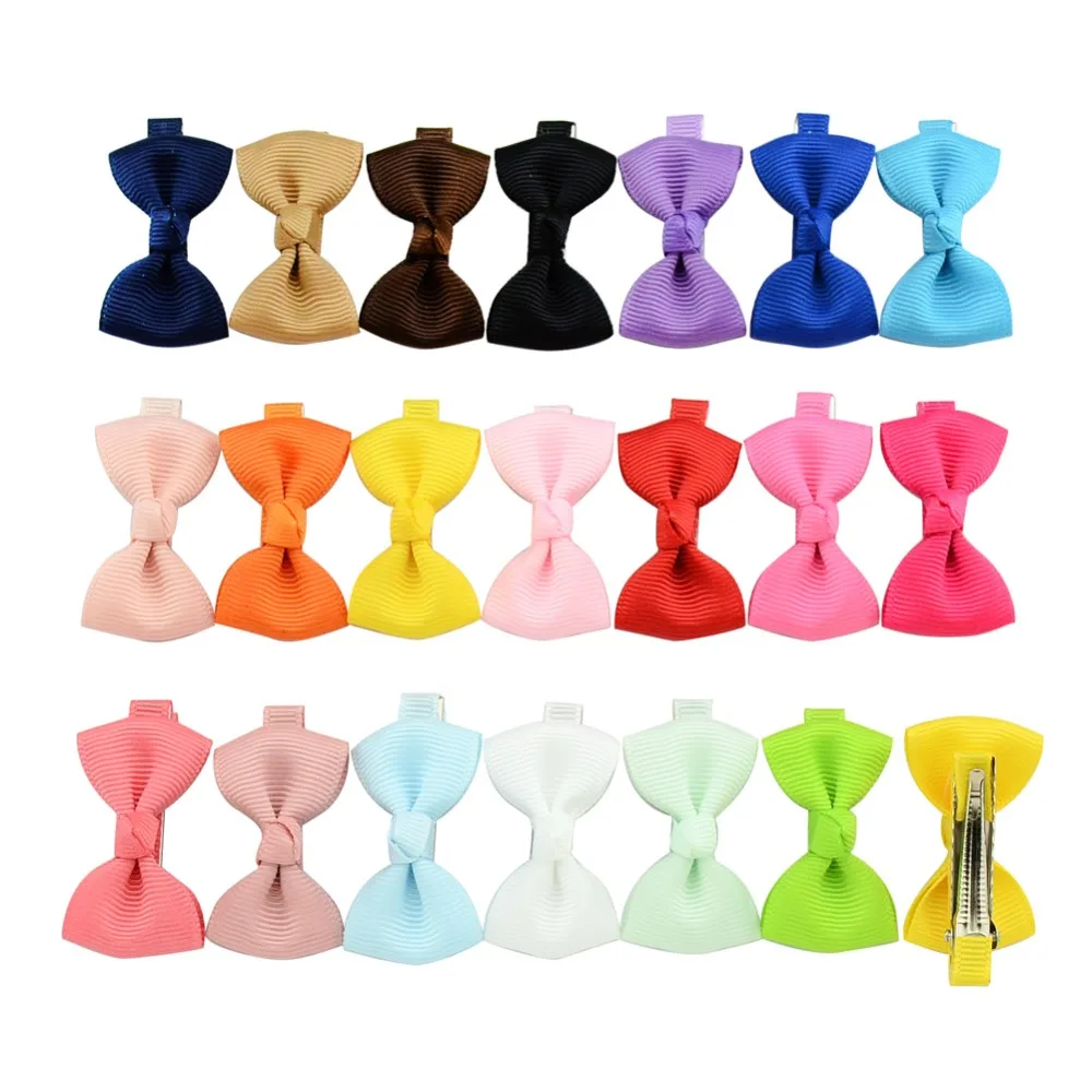 

Latest 20 Pcs/lot Small Bowknot Hairgrips Mini Sweet Lively Solid Ribbow Bow Safety Hair Clips Kids Hairpins 659