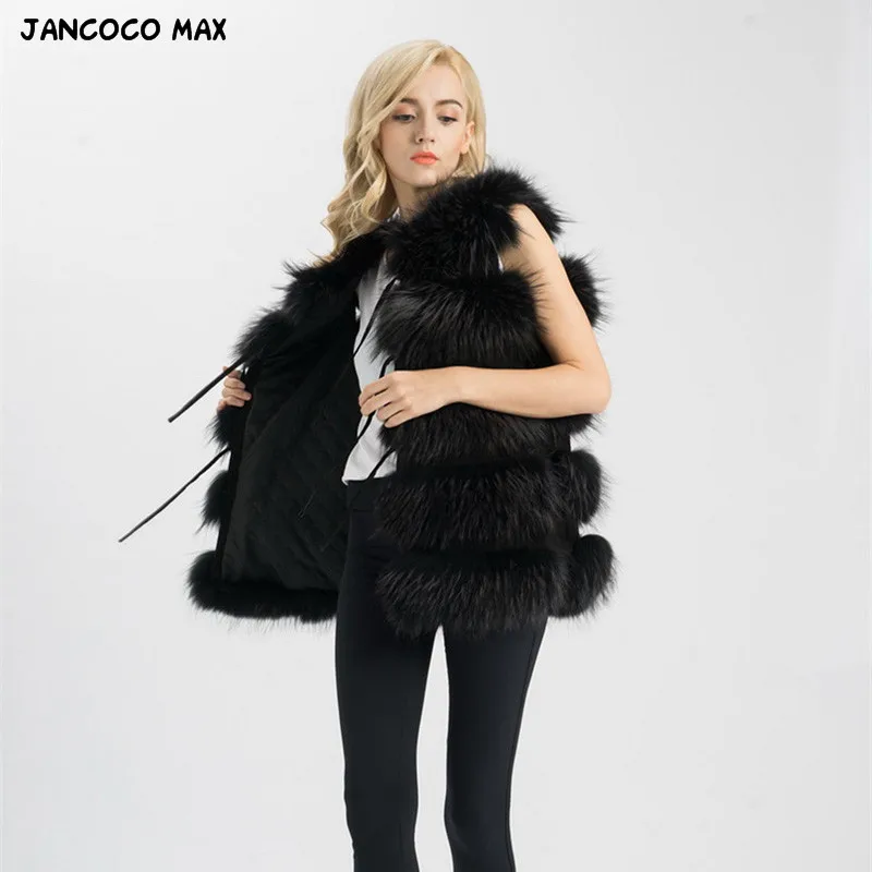 Jancoco Max 8 цветов жилет из натурального меха женский жилет из натурального меха енота длинный жилет Зимняя Новая модная куртка 1150L