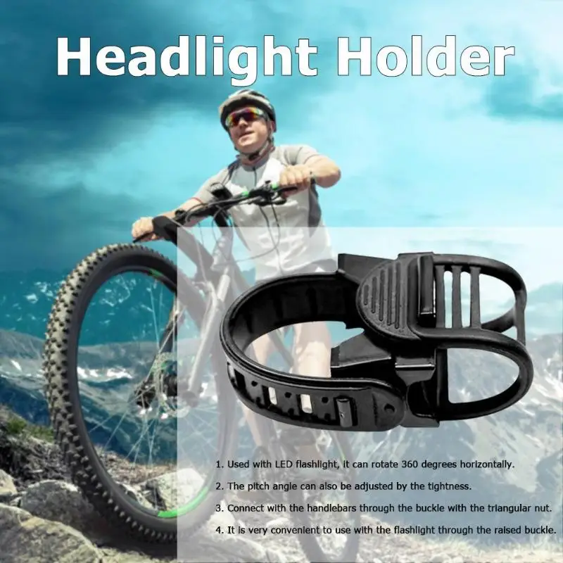 Sale U-type Universal Bike Flashlight Holder Clip Bracket 360 Degree Rotation Headlight Holder Rack Adjustable Belt for Bicycle Light 1