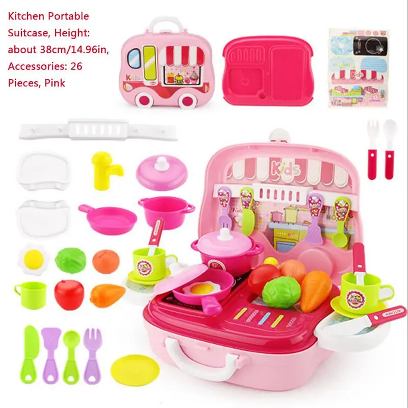 Children's House Play Educational Toy Set Medical Care Kitchen Tool Cosmetics Portable Suitcase Toy - Цвет: E