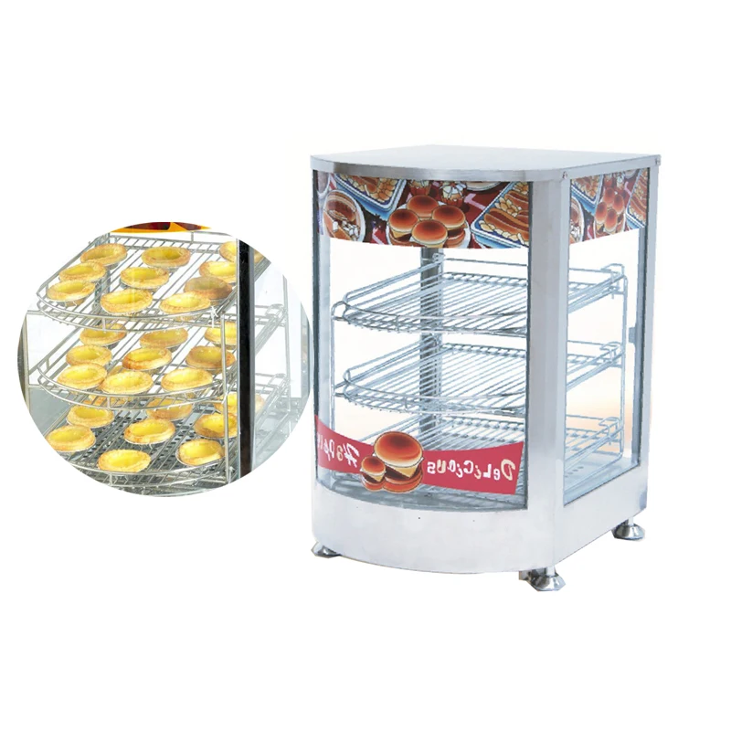 Commercial mini food warmer display showcase stainless steel egg tart
