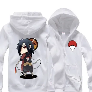 

HOT SALE Anime Naruto Sasuke zipper Hoodies sportswear Sweatshirt cotton add plush winter warm cosplay Costume 2015 NEW FASHION