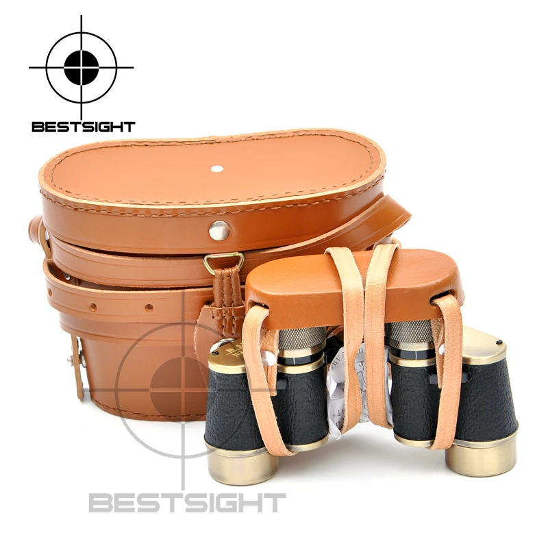 Exquisite Bronze Binoculars 6X24 with font b Rangefinder b font Reticle 145M 1000M with Cowhide Bag