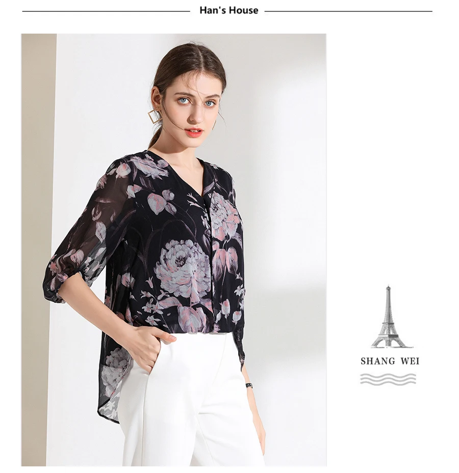 Размера плюс шелковая блузка Женский Топ простой дизайн круглый вырез рукава Свободный Топ Новая Мода Высокое качество шелковые блузки